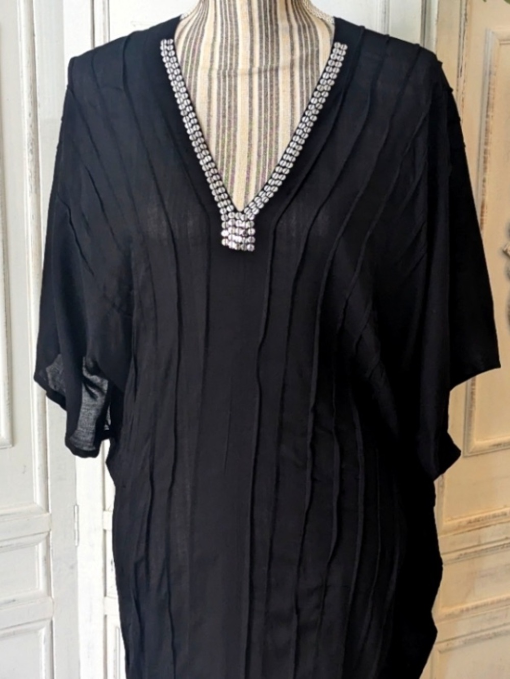 Swim Coverup V-Neck Embellishments Coverup Dress Black Coco Kai NEW - Picture 4 of 15